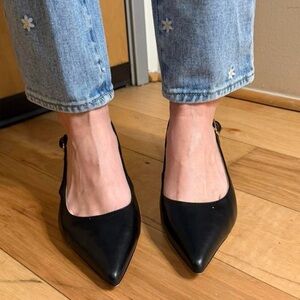 Pointed Black Slingback Heels for Women